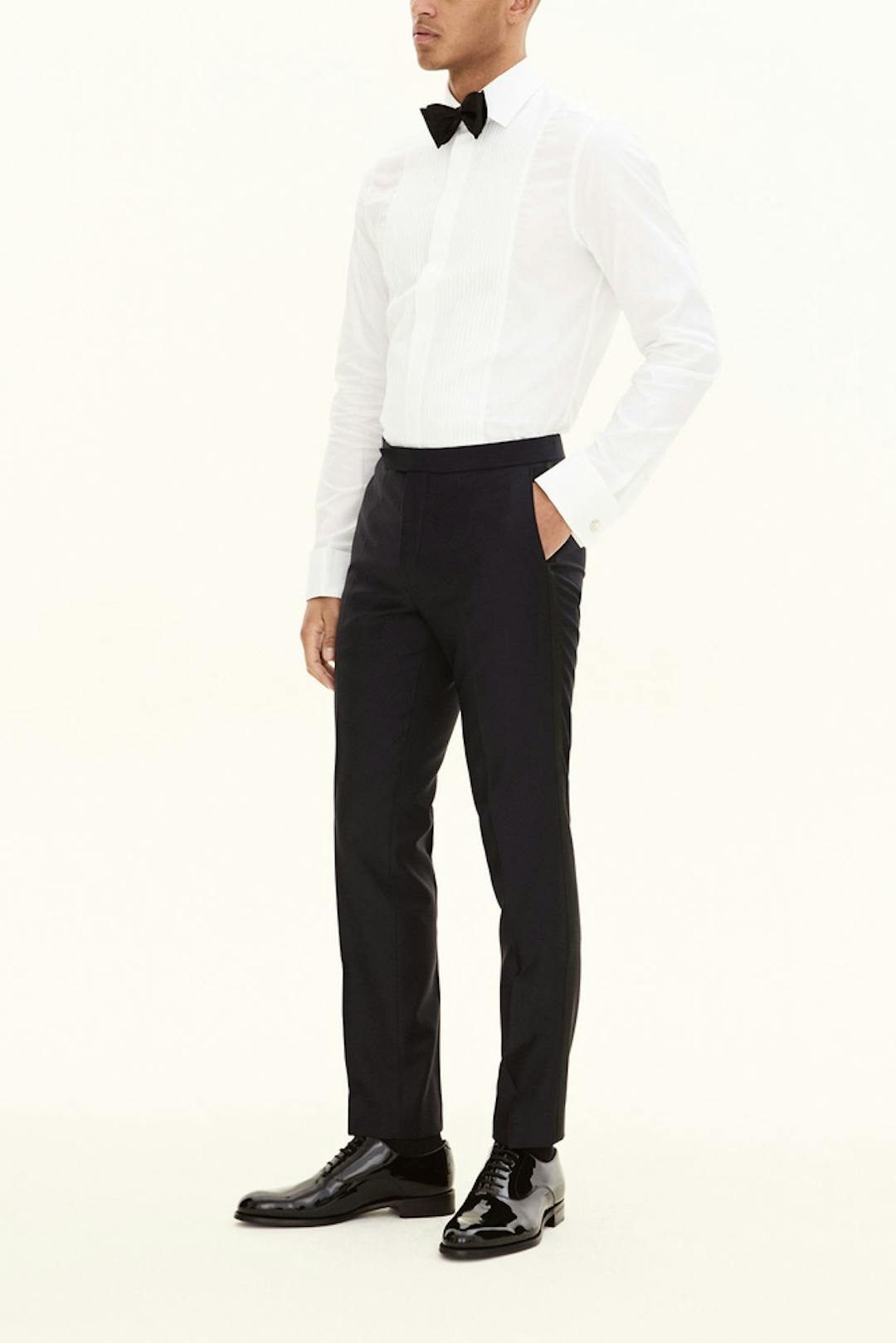 Slim Fit Microstructure Smokingbyxor
