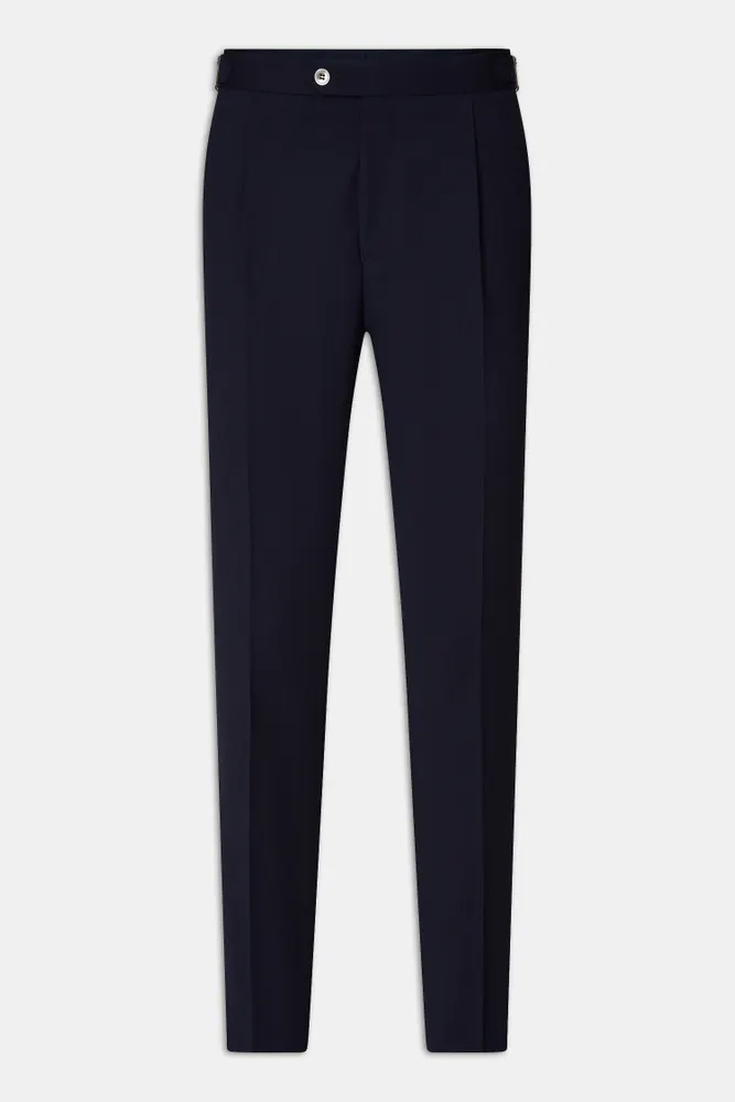 Regular Fit High Waist Tropical Wool Trousers