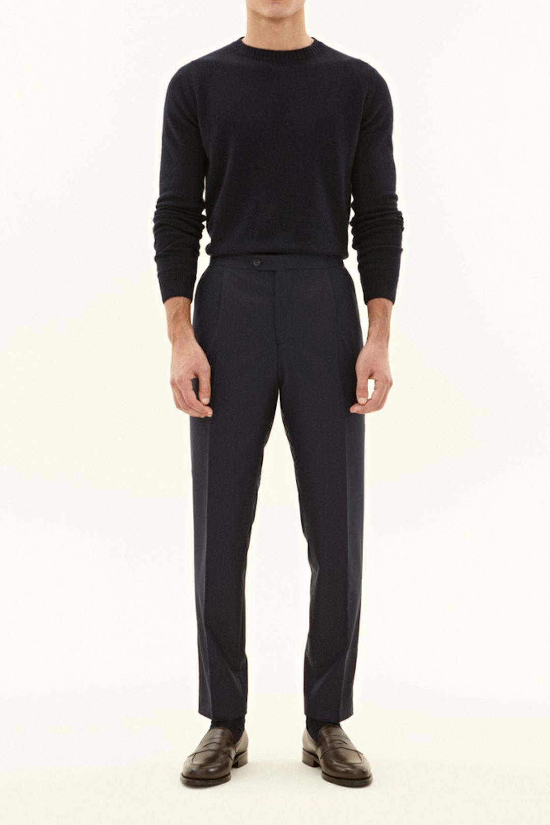Regular Fit High Waist Microstructure Trousers