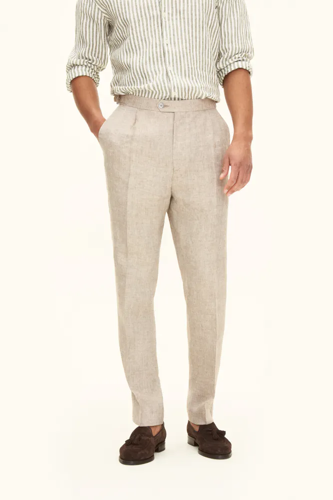 Regular Fit Linnebyxor Hög Midja