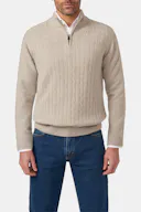 Regular Fit Half Zip Kabelstrikket Genser
