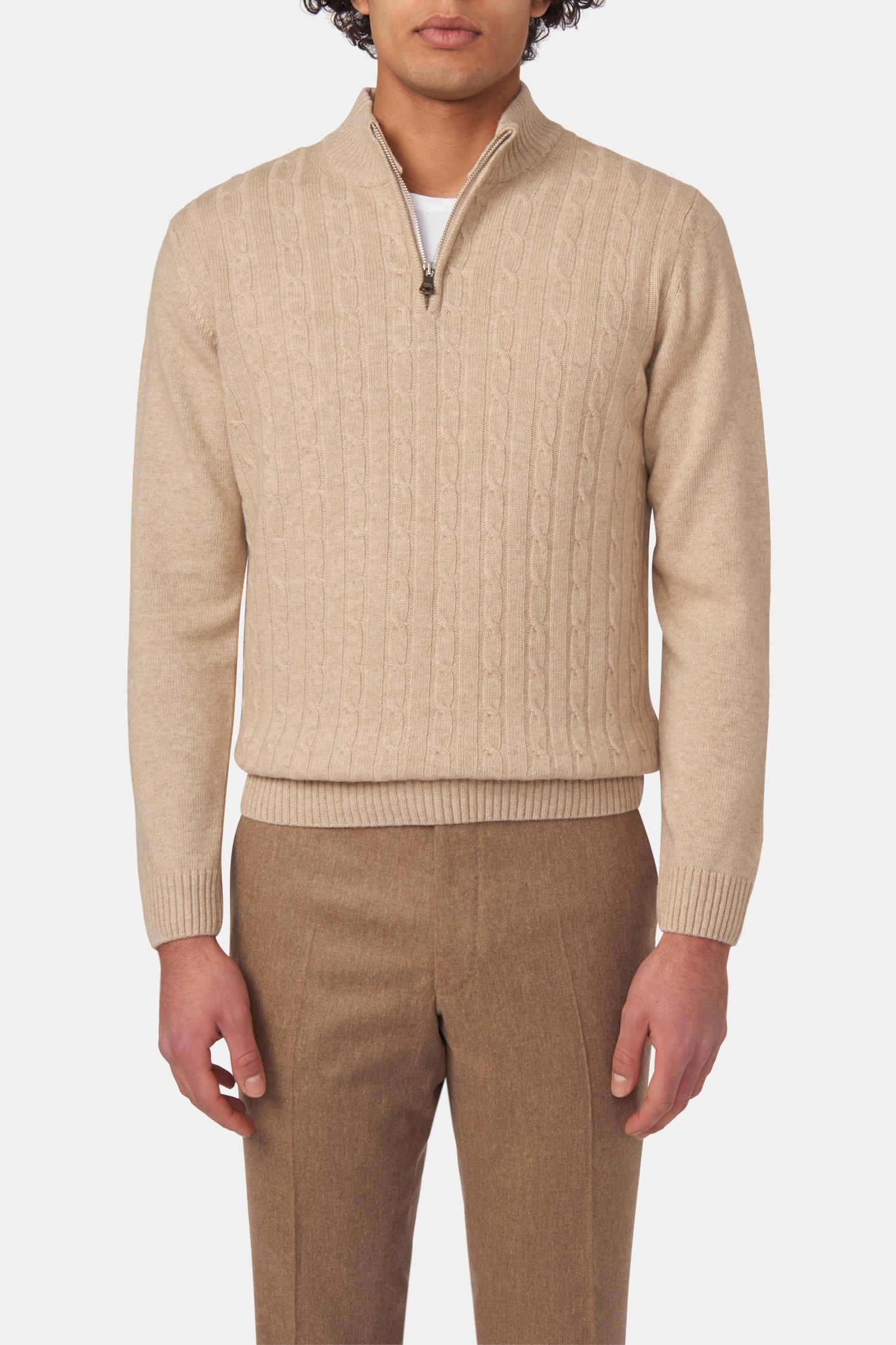 Half zip cable knit sweater sale