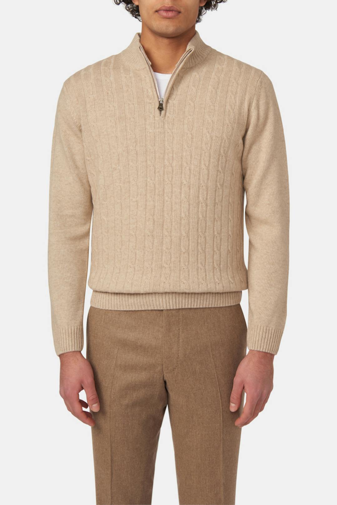 Regular Fit Half Zip Kabelstrikket Genser