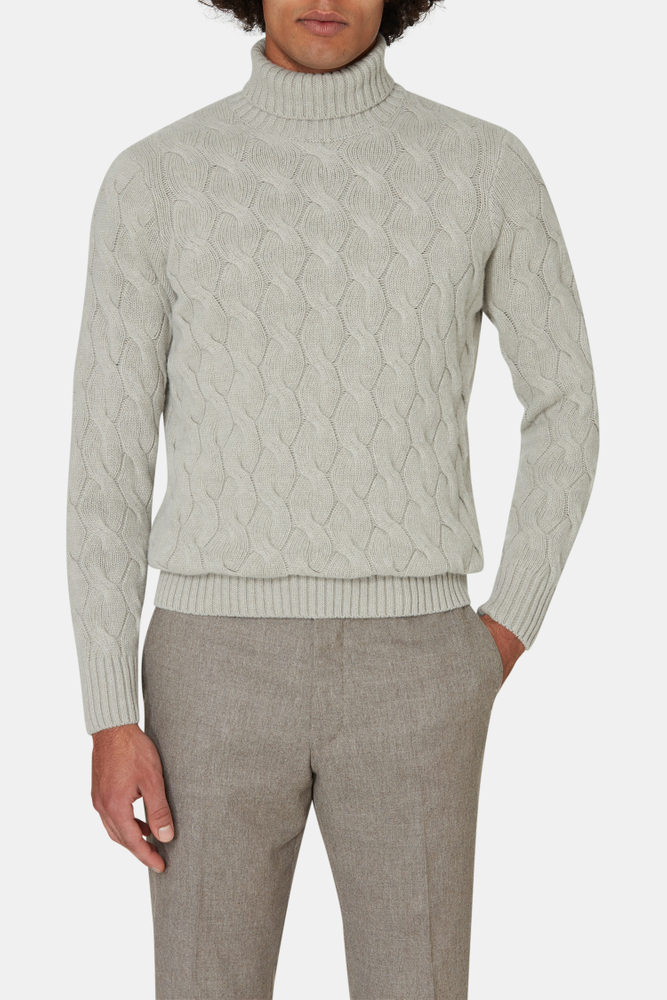 Regular Fit Cable Knit Rollneck