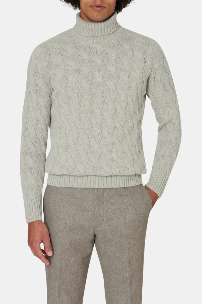Regular Fit Cable Knit Rollneck