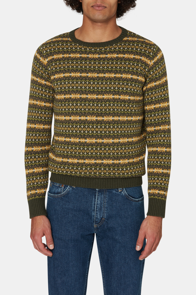 Regular Fit Jacquard Knit Roundneck