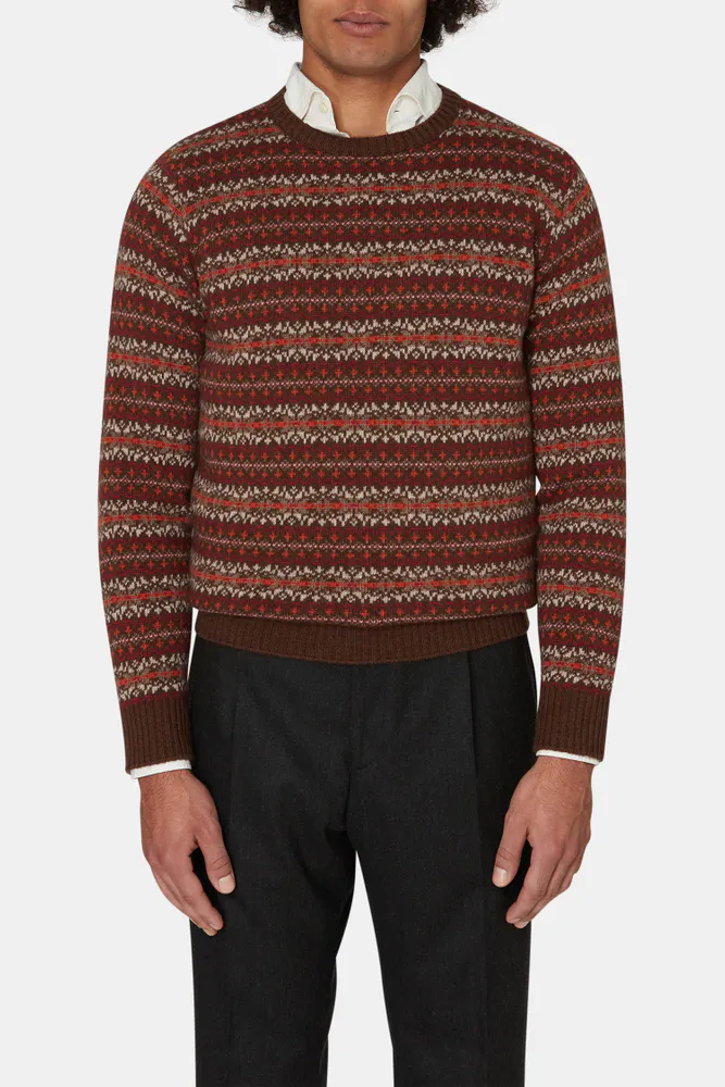 Regular Fit Jacquard Strikket Rundhalset Trøje