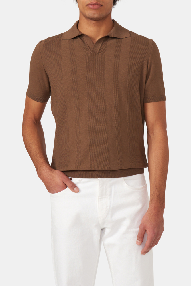 Slim Fit Strukturerad Stickad Piké