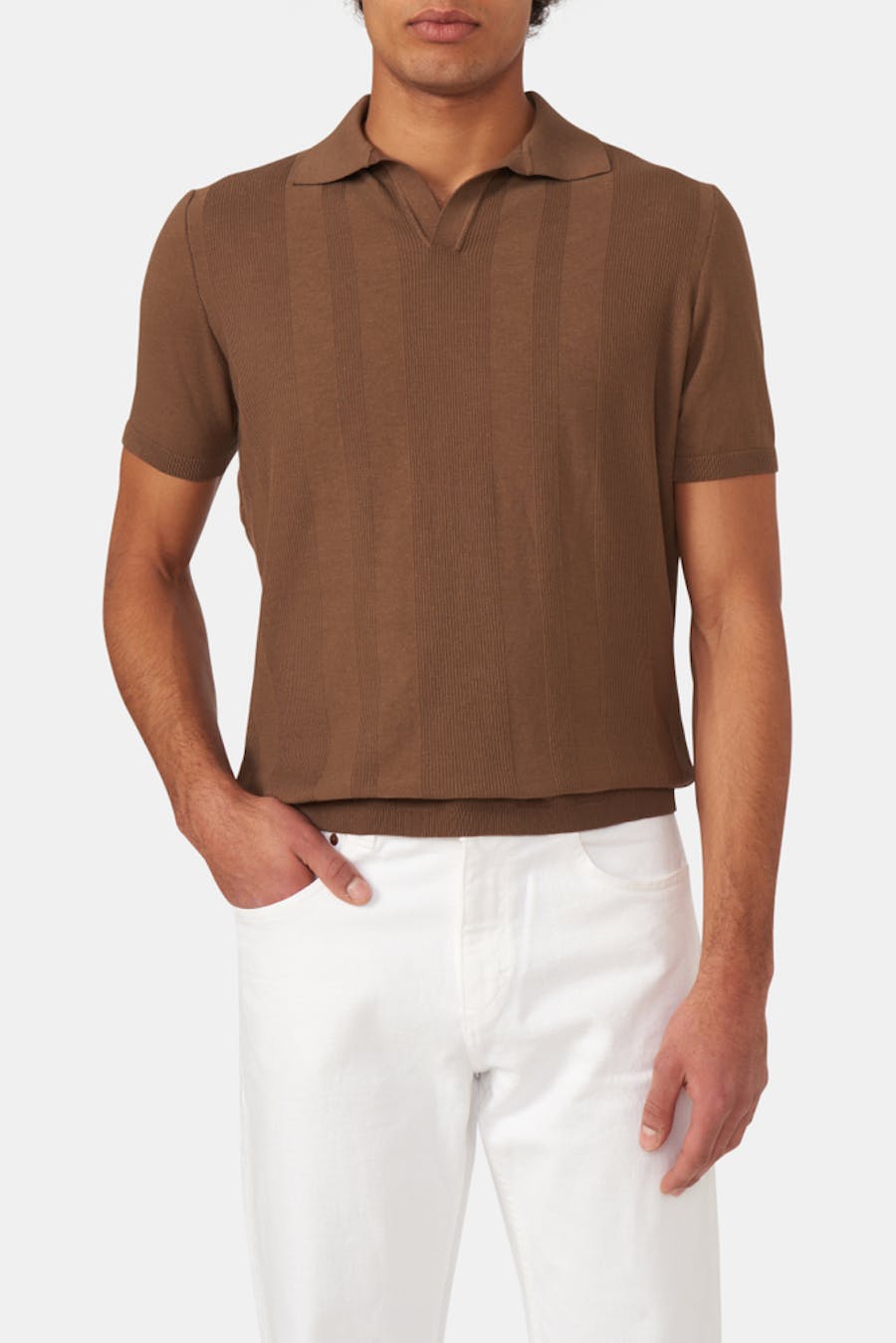 Slim Fit Strukturerad Stickad Piké