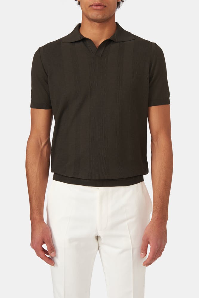 Slim Fit Strukturerad Stickad Piké