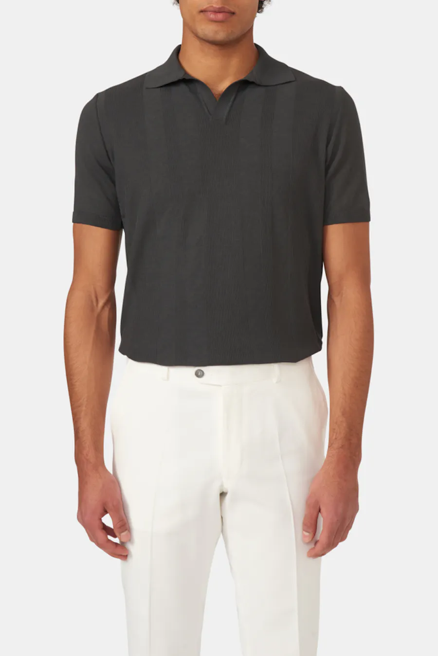 Slim Fit Strukturerad Stickad Piké