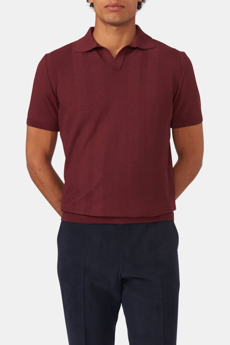 Slim Fit Structured Knit Polo Shirt