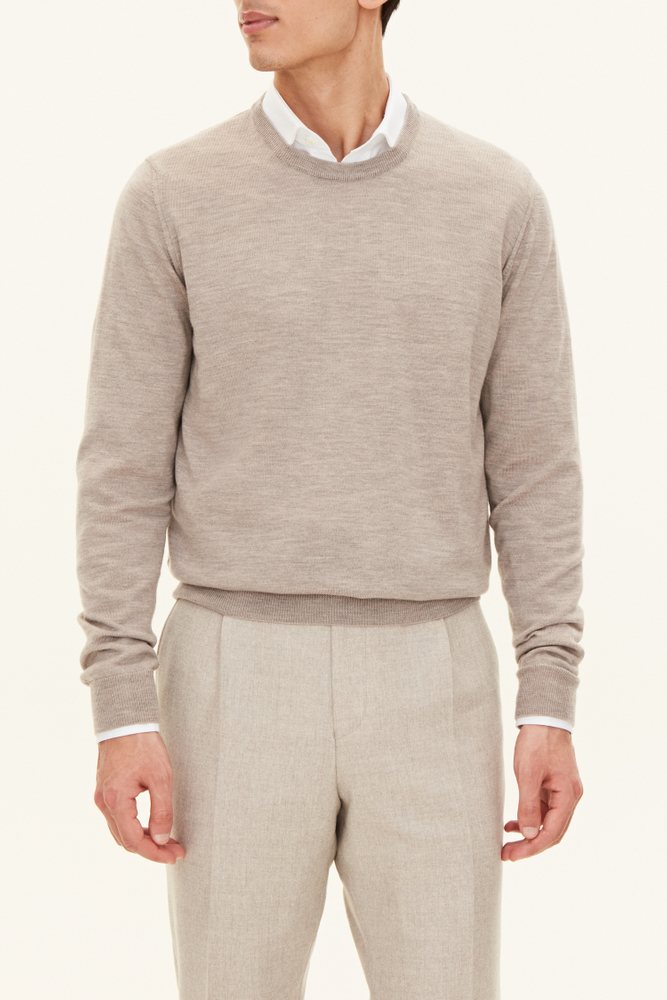 Slim Fit Fine Merino Wool Roundneck Sweater