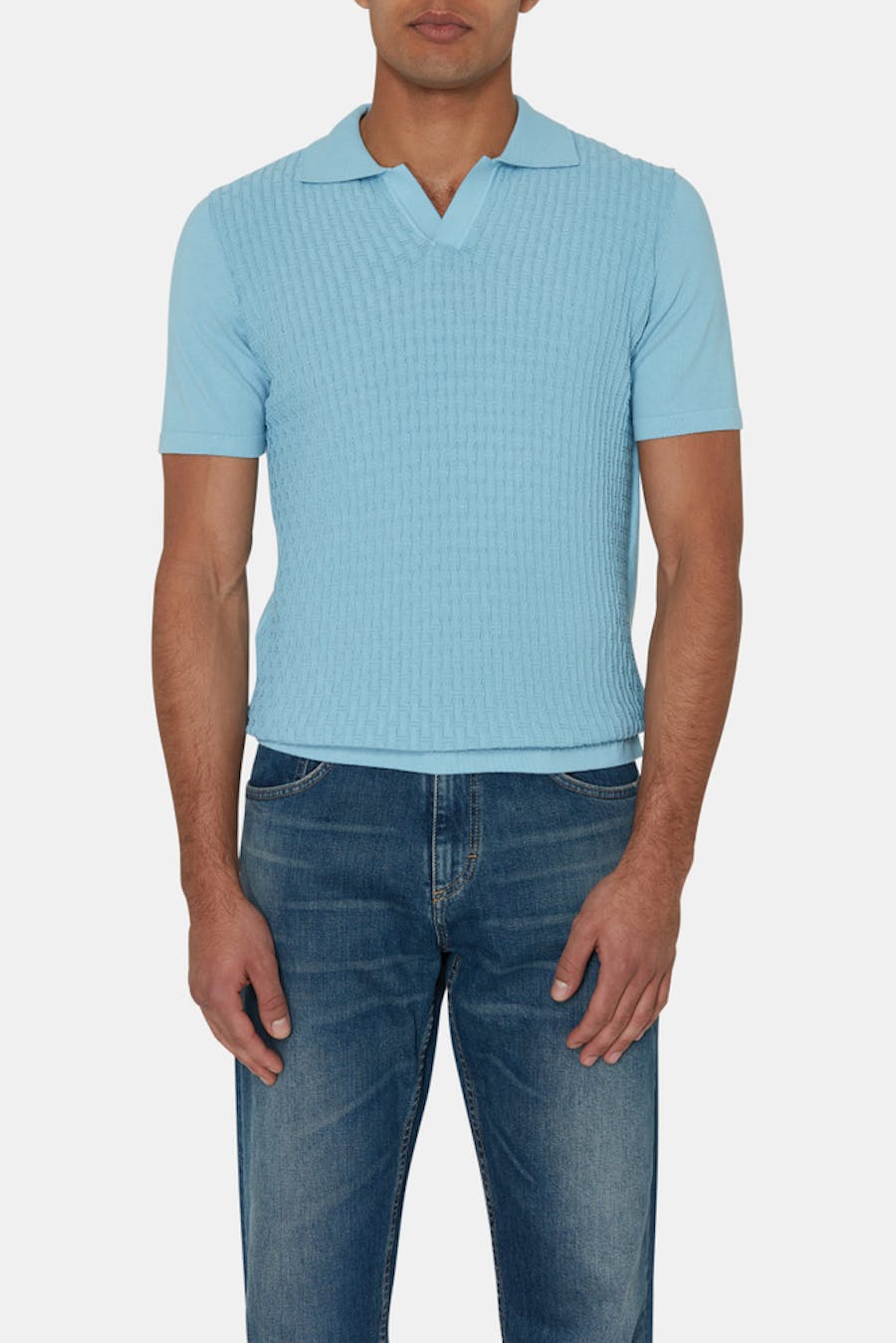 Slim Fit Structured Knit Poloshirt