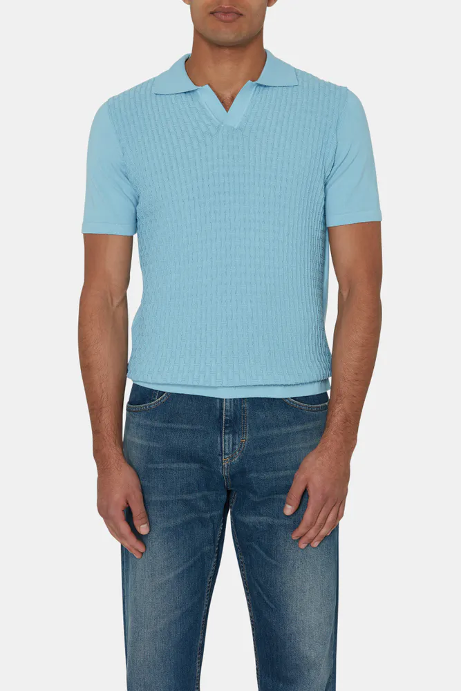 Slim Fit Structured Knit Poloshirt