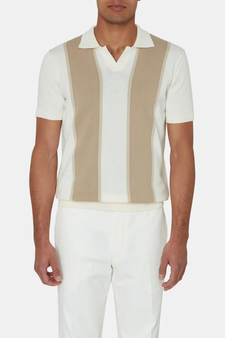 Slim Fit Randig Stickad Piké