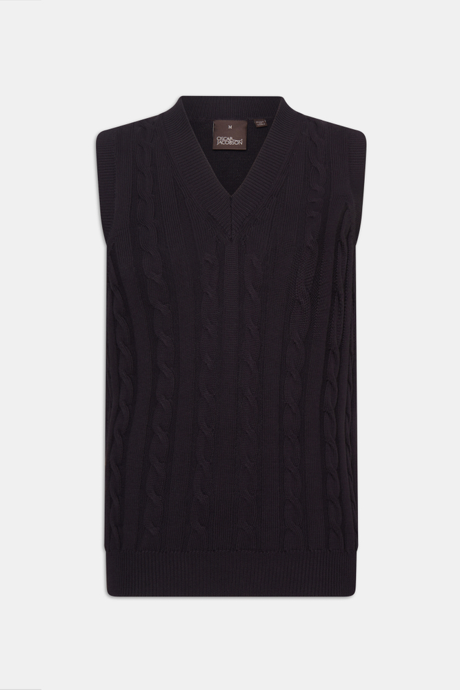 Regular Fit Kabelstickad väst