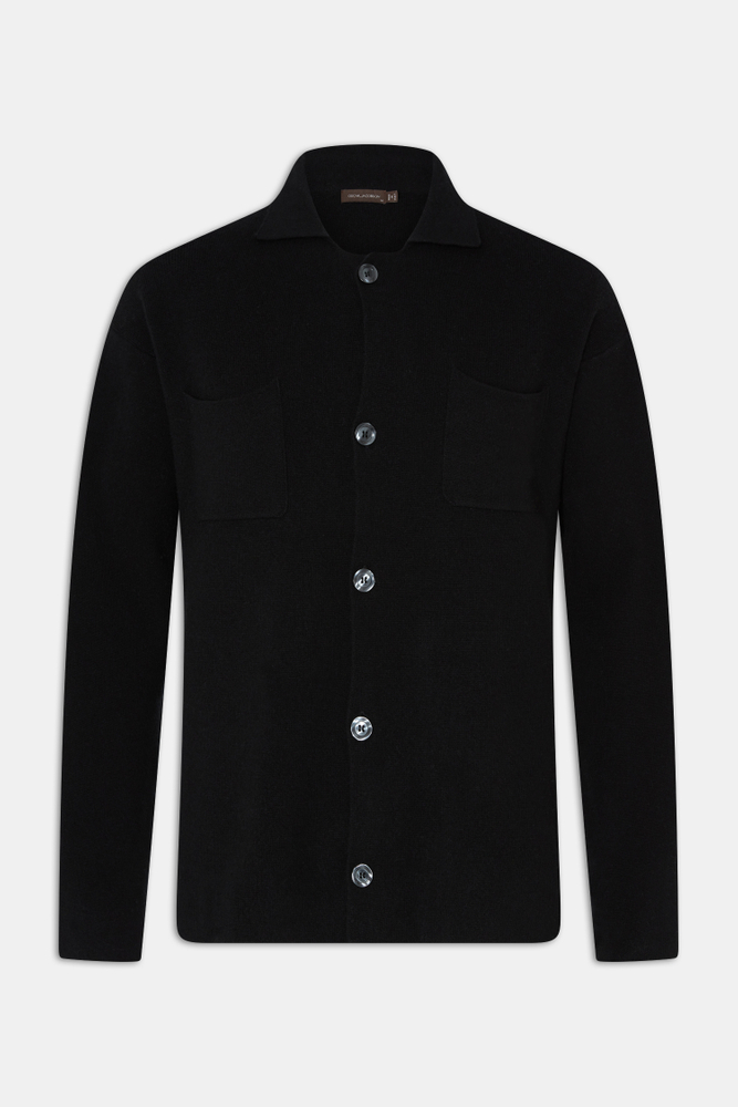 Regular Fit Cardigan Buttoned - Black | Oscar Jacobson