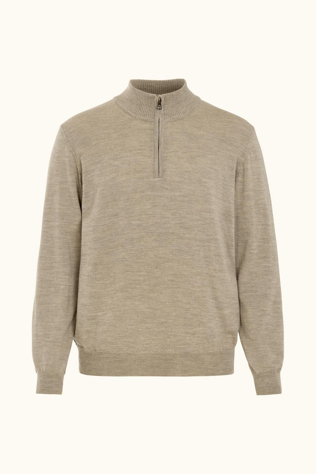 Regular Fit Half Zip Fine Merino Wool Sweater