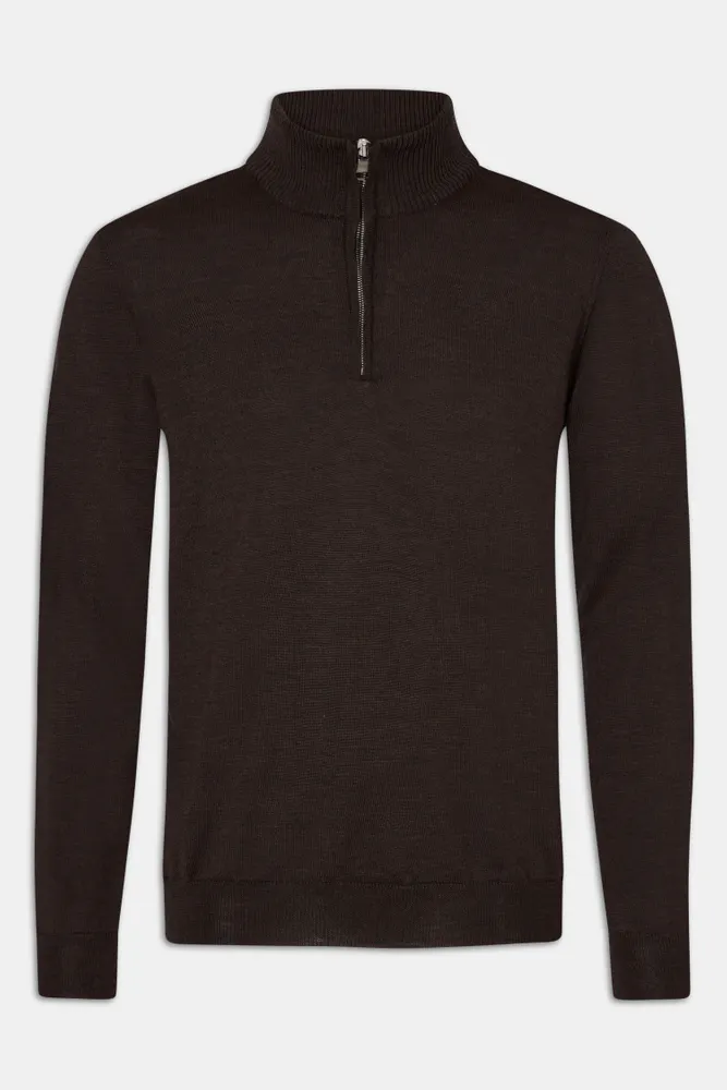 Regular Fit Half Zip Genser Extra Fine Merinoull