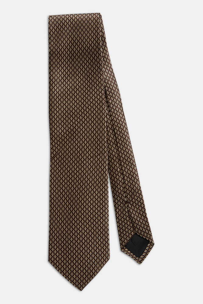 Geometriskt Mønstret Slips Silke