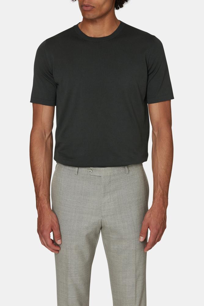 Slim Fit Finstickad T-shirt