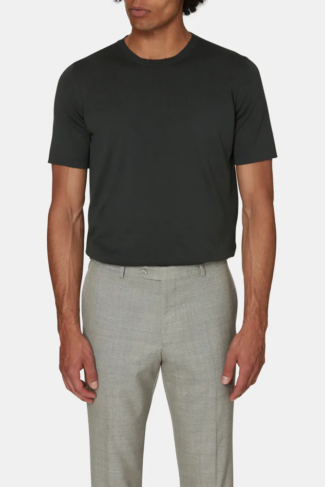 Slim Fit Finstickad T-shirt