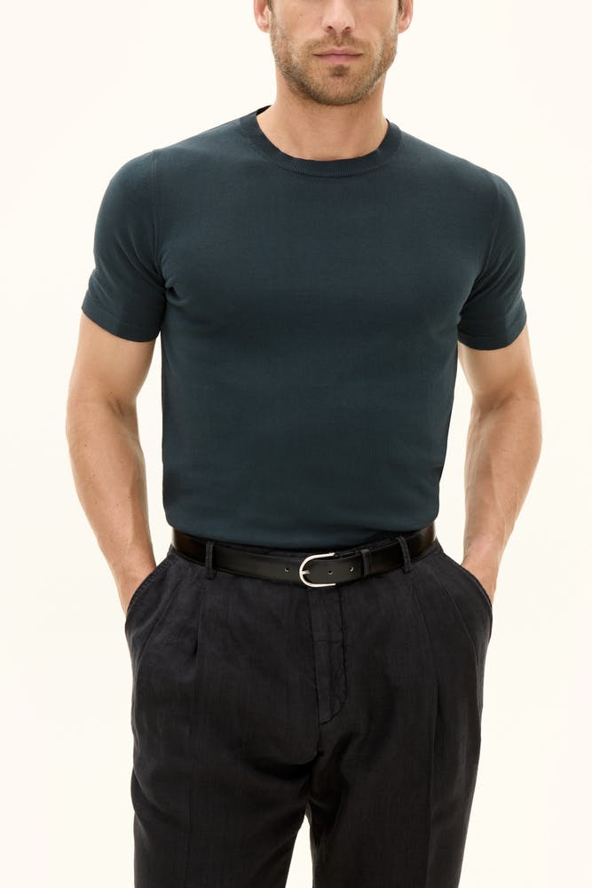 Slim Fit Finstrikket T-skjorte