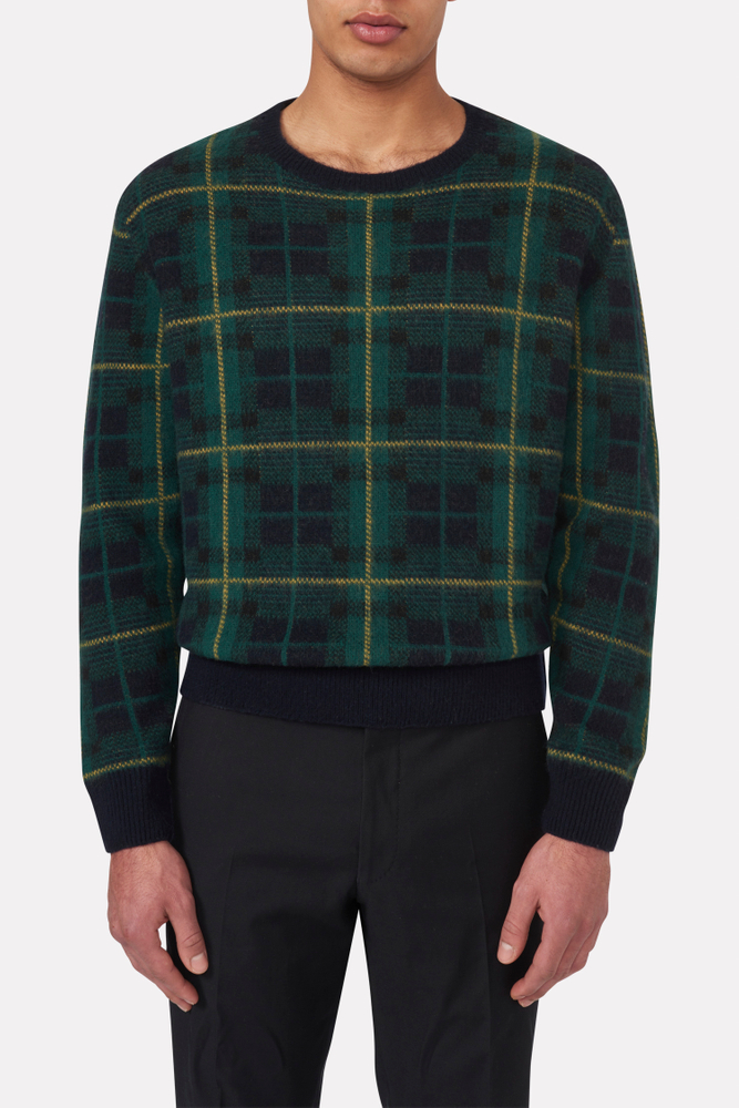 Regular Fit Genser Rutemønstret Rundhalset