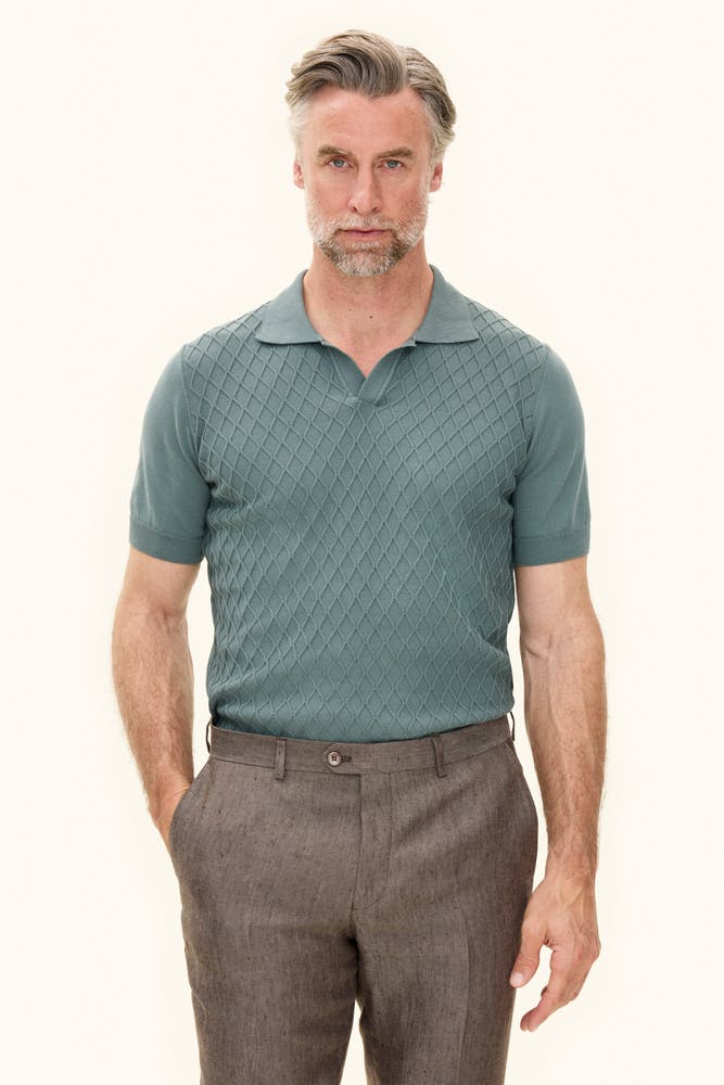 Slim Fit Strukturert Kabelstrikket Polo