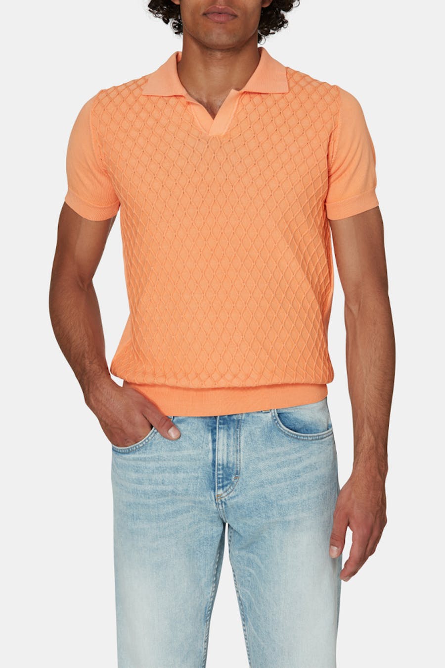 Slim Fit Strukturert Kabelstrikket Polo