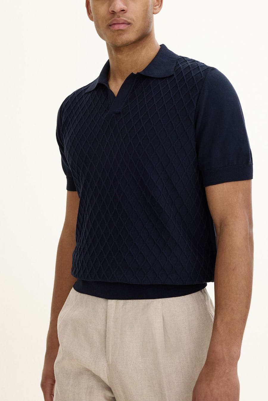 Slim Fit Strukturert Kabelstrikket Polo