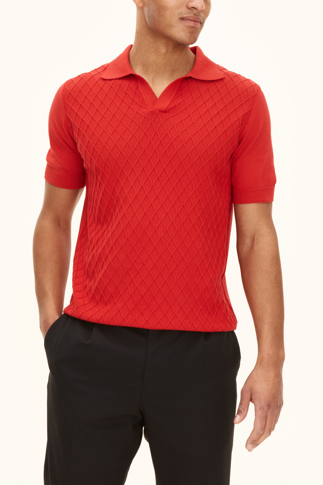 Slim Fit Kabelstickad Piké