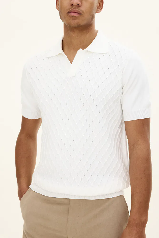 Slim Fit Structured Knit Poloshirt