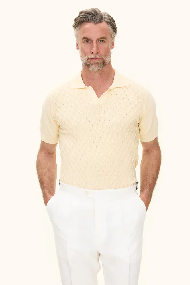 Slim Fit Structured Knit Poloshirt
