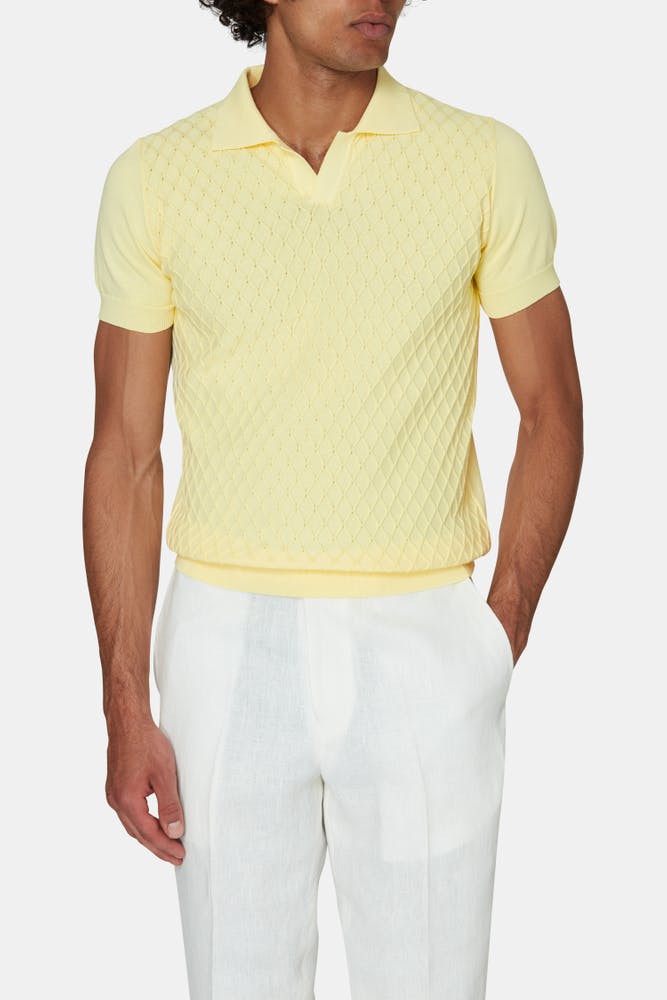 Slim Fit Strukturert Kabelstrikket Polo