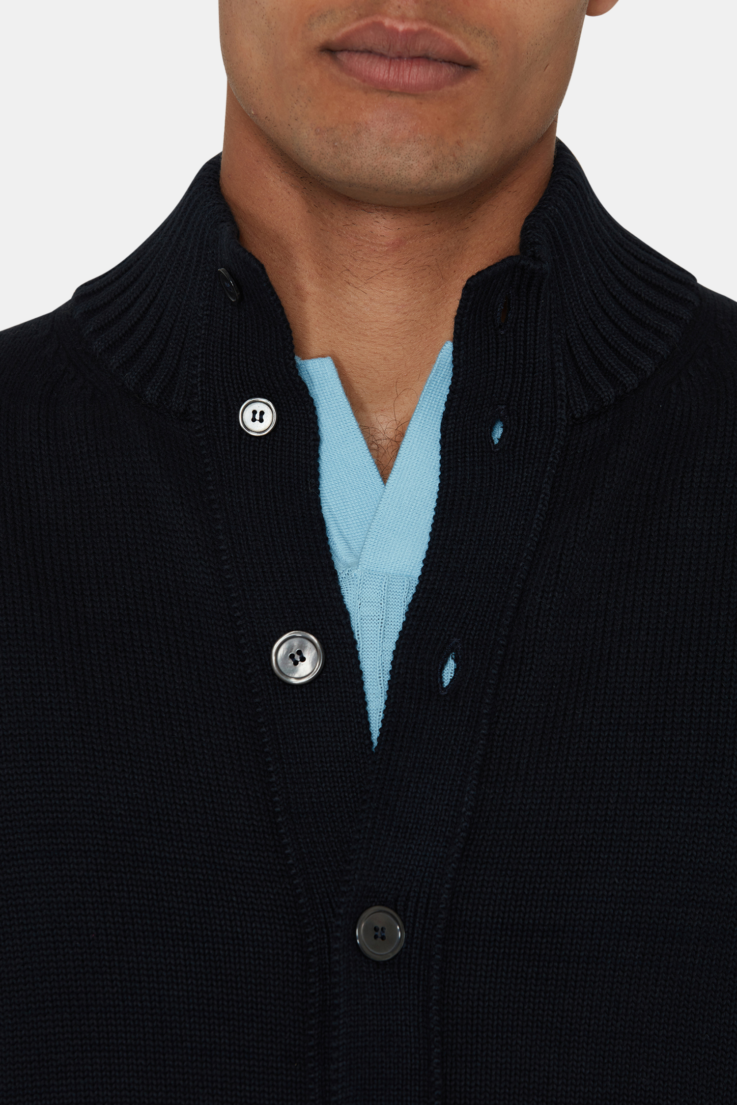 Regular Fit Buttoned Cardigan - Dark Blue | Oscar Jacobson