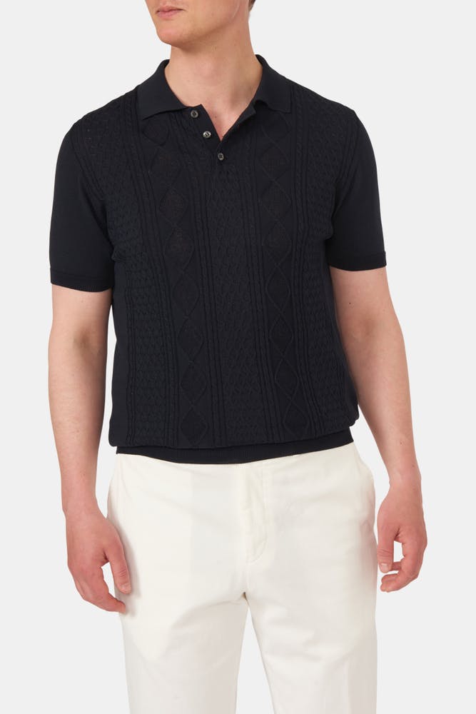 Slim Fit Structured Knit Poloshirt