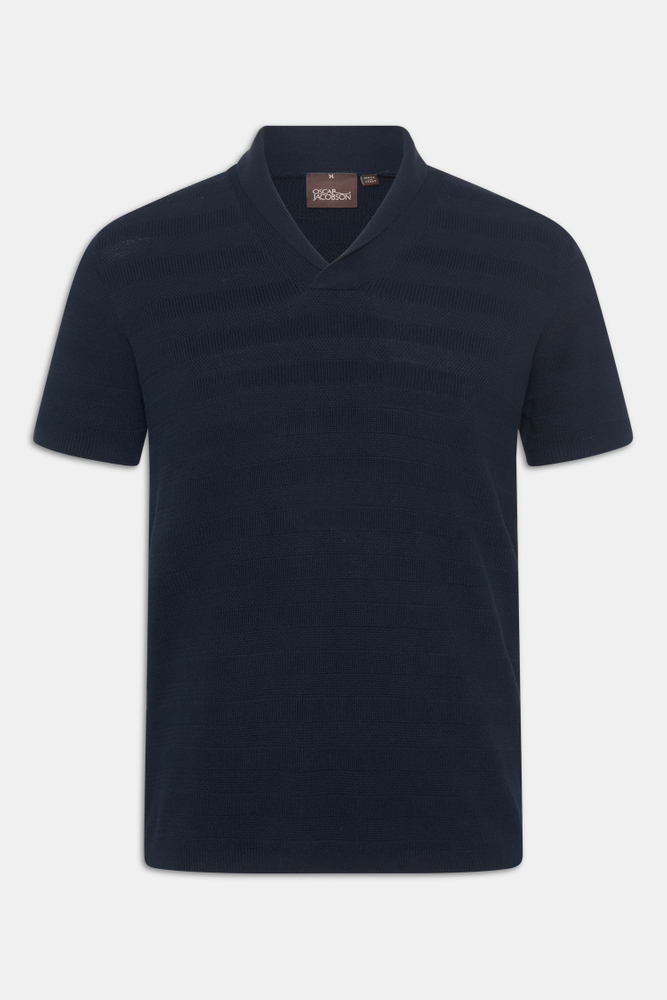 Regular Fit Randig Stickad Piké Sjalkrage