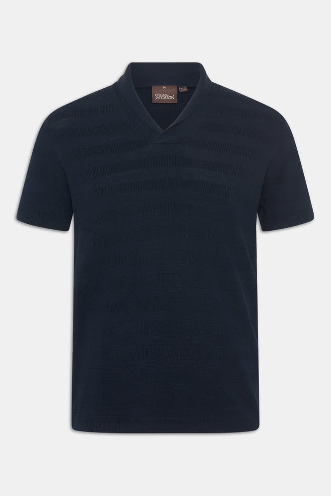 Regular Fit Randig Stickad Piké Sjalkrage