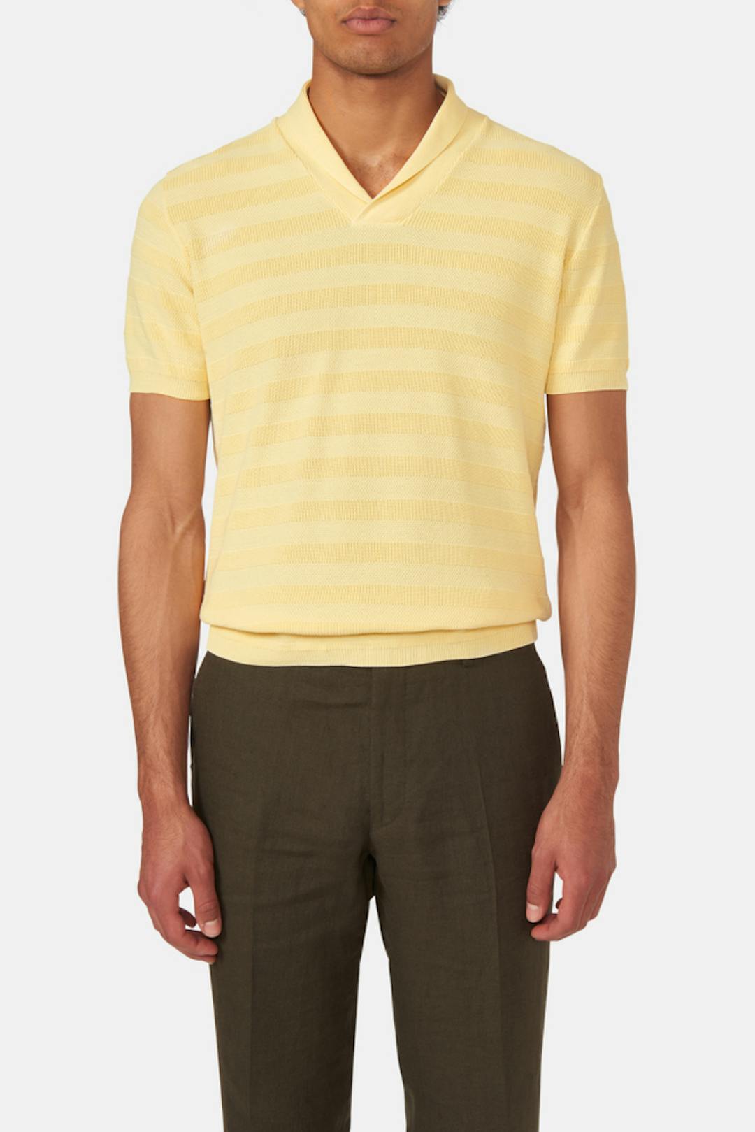 Regular Fit Sjalkrage Stripet Strikket Piké