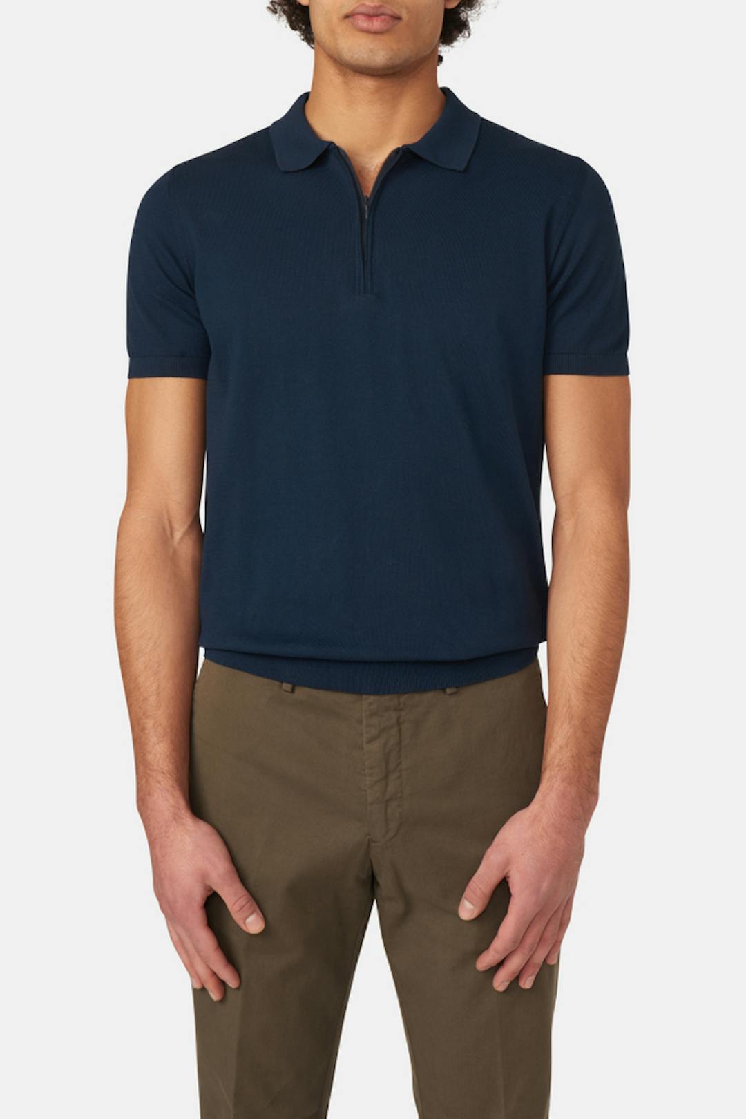 Slim Fit Finstickad Piké