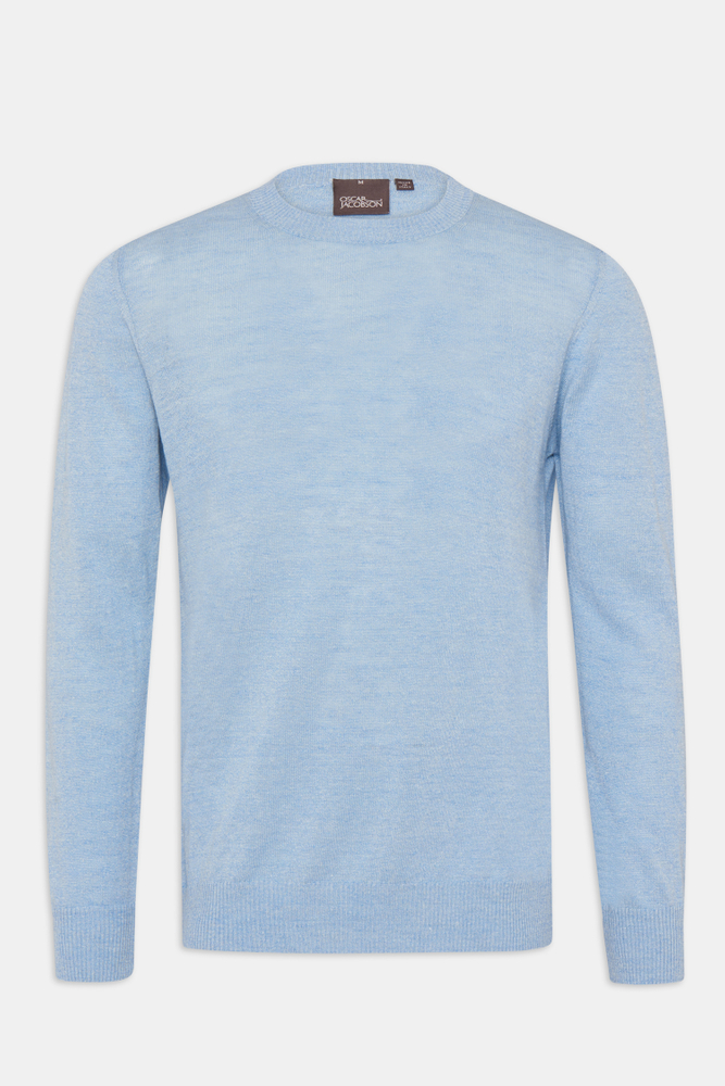 Regular Fit Linen Cotton Blend Roundneck Sweater