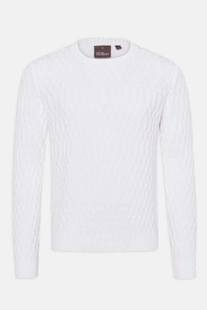 Regular Fit Rundhalset Struktur Strikket Genser