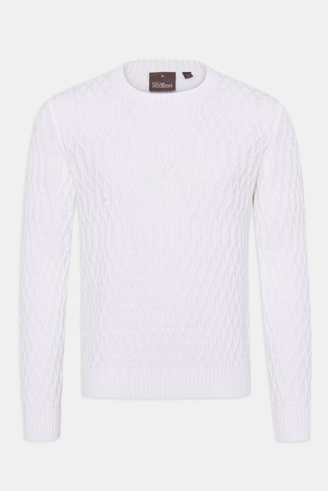 Regular Fit Rundhalset Struktur Strikket Genser