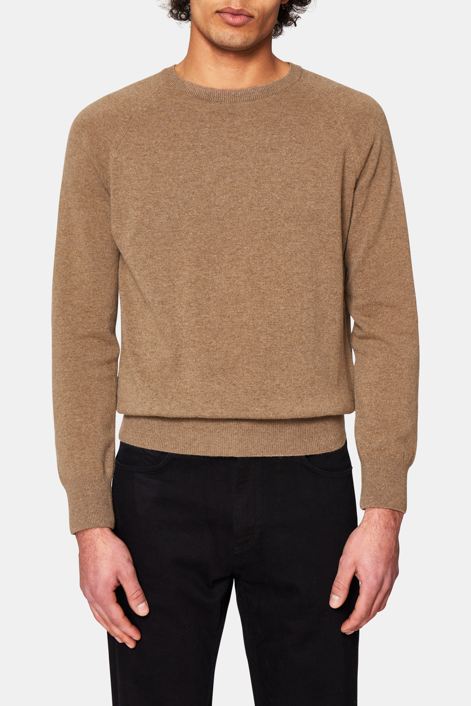 Regular Fit Roundneck Soft Knit Sweater Beige Oscar Jacobson