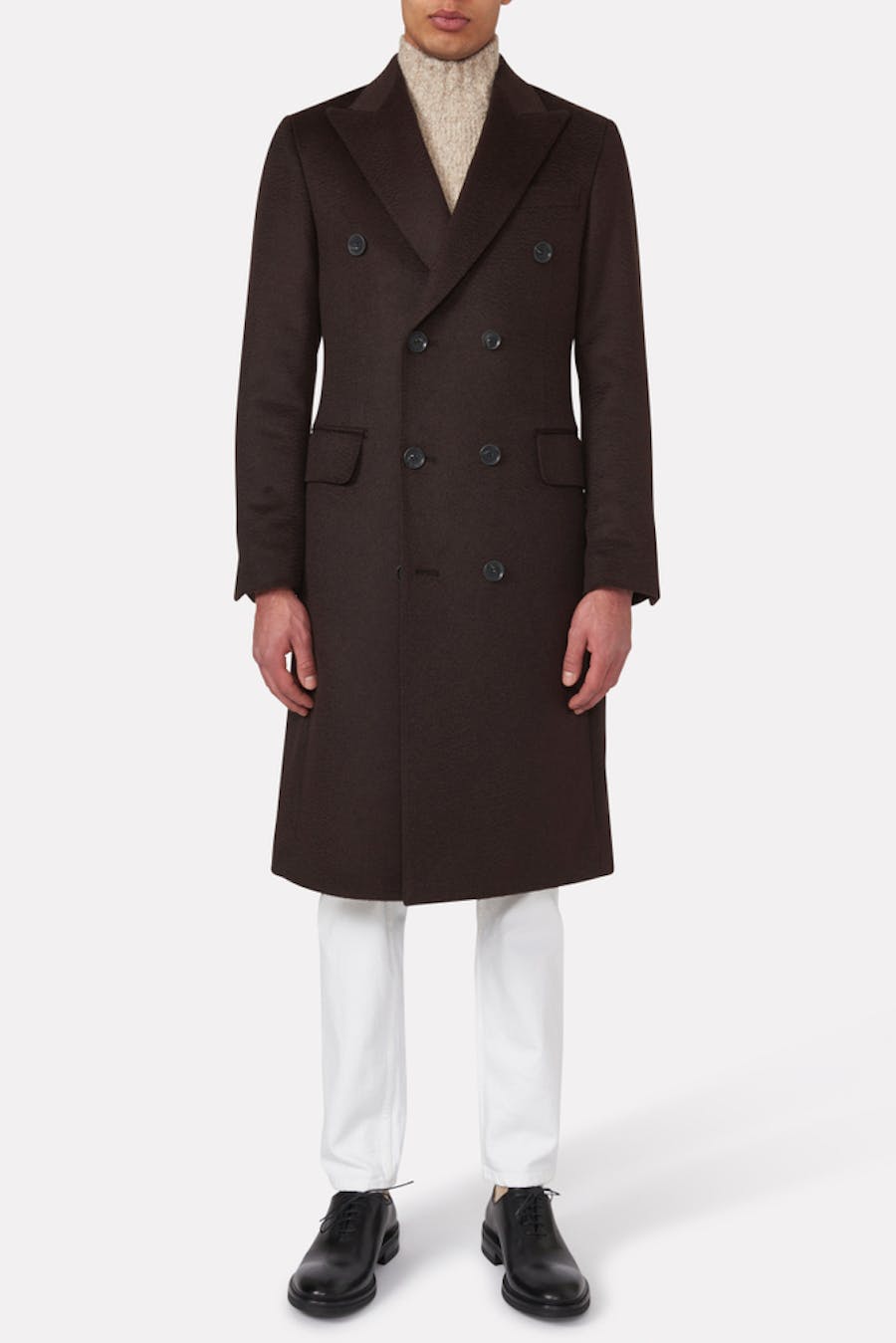 Slim Fit Double Breasted Brushed Camelhair Coat