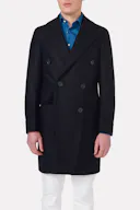 Slim Fit Double Breasted Brushed Wool Coat