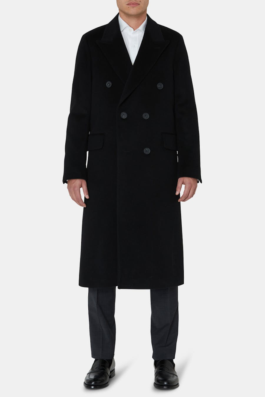 Regular Fit Double Breasted Brushed Wool Peacoat