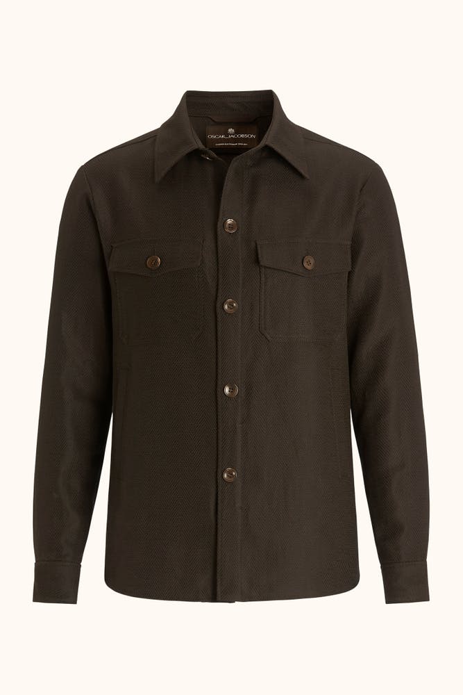 Regular Fit Herringbone Overshirt